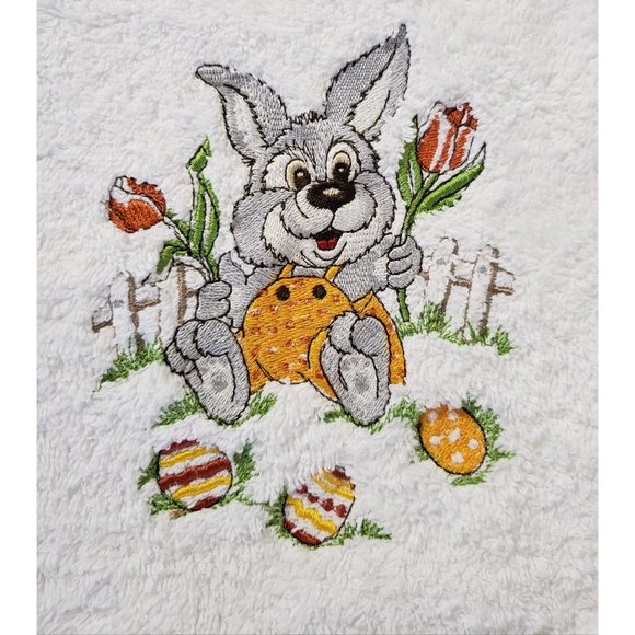 Embroidered Crochet Knit Easter Eggs and Bunny Towel decoration - Picture 3 of 7